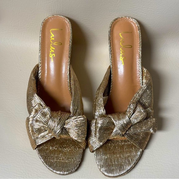 Lulus Dorothea Gold Knotted High Heel Sandals Size 11 - Picture 1 of 10
